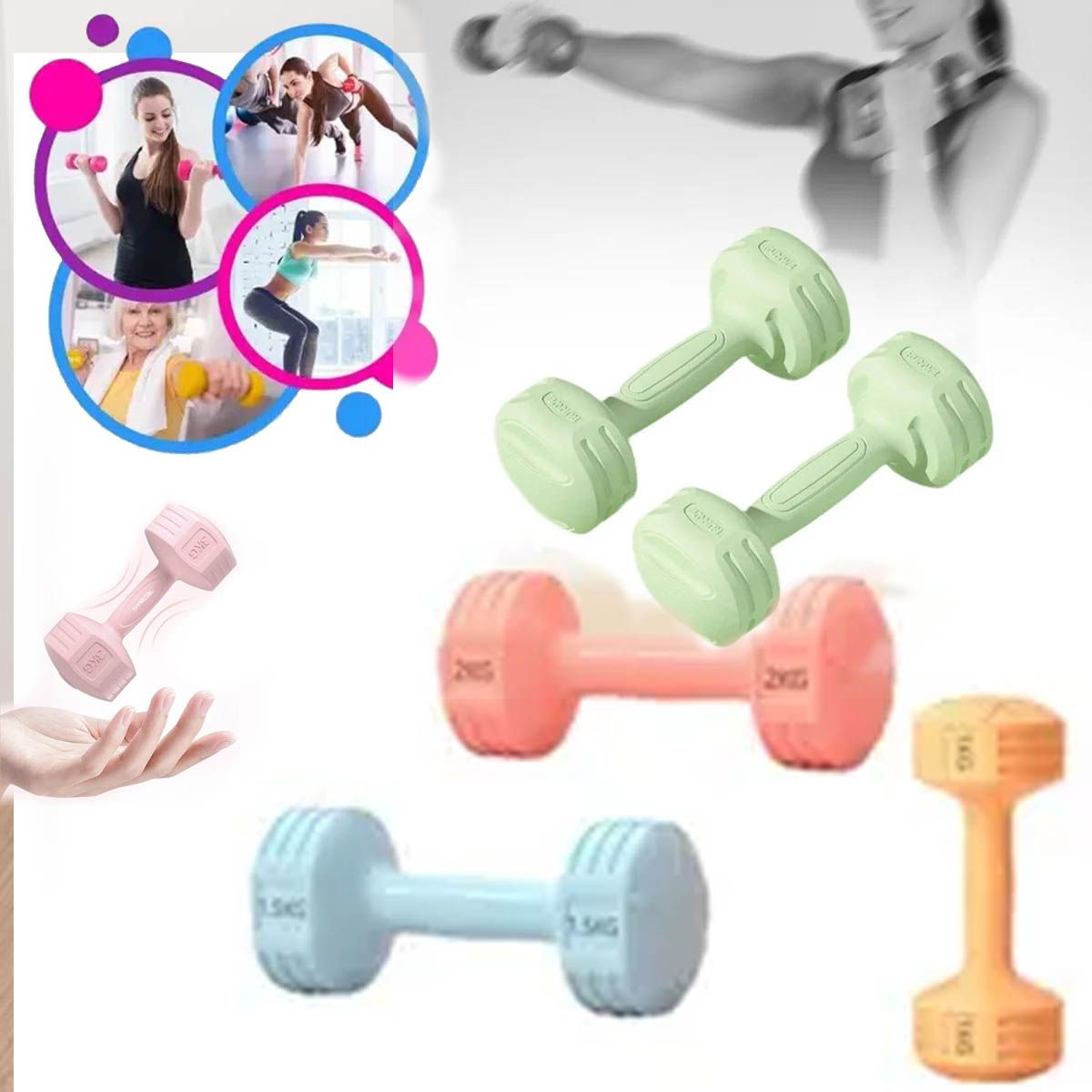 GENERICO - Par de Mancuernas fitness de PE Ecológicas de 3 kg