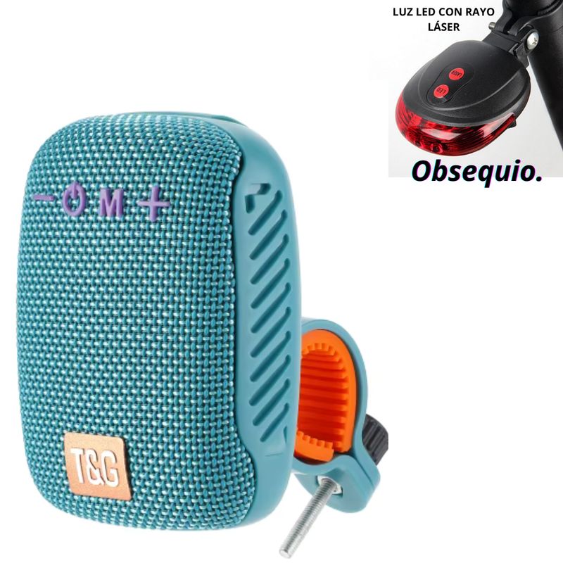 GENERICO - Parlante de bicicleta, altavos inalambrico con bluetooth,  T&G color VERDE + LUZ led de obsequio