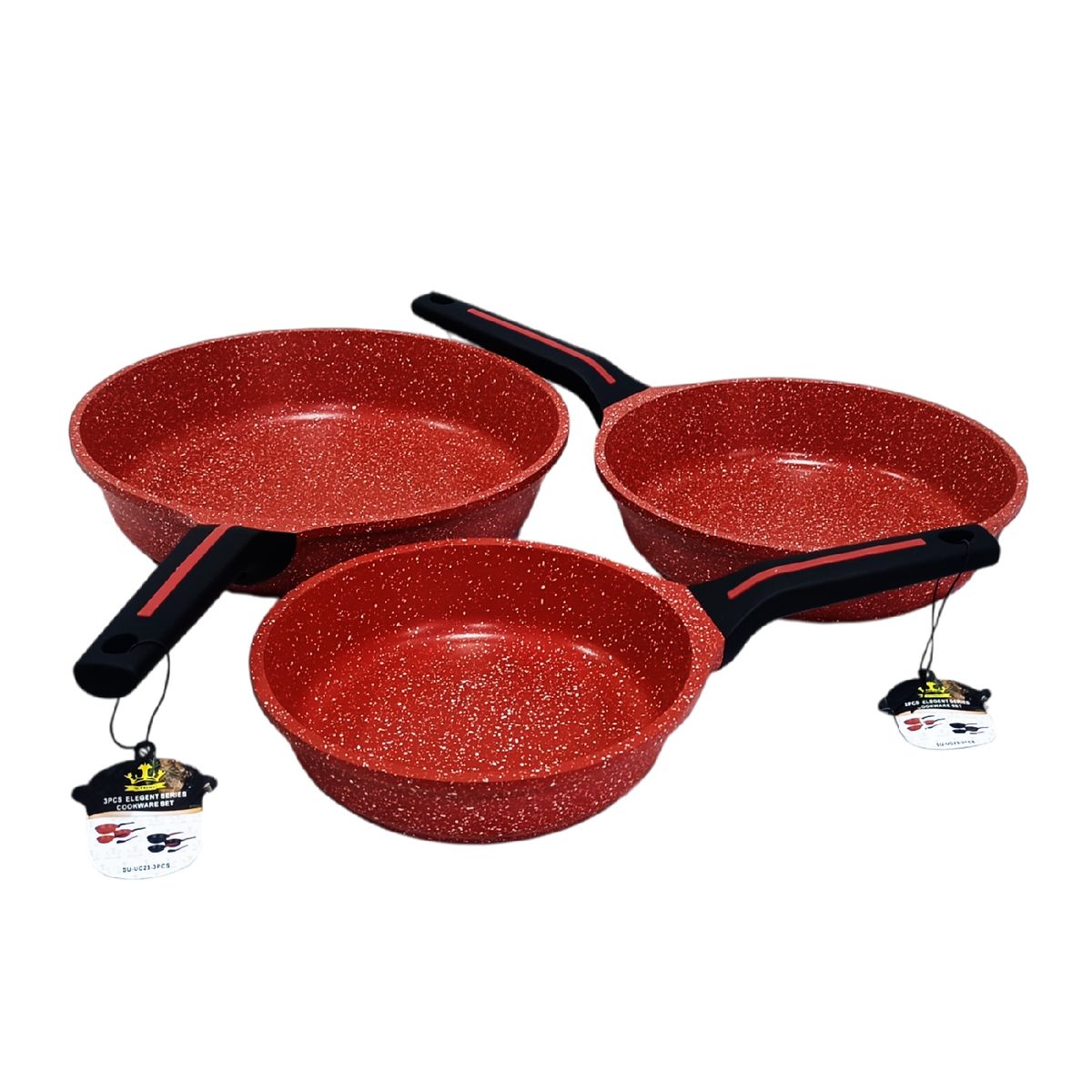 SUPREMO - Set de Sartenes 20, 24 y 28 cm SUPREMA Cerámico Antiadherente Rojo