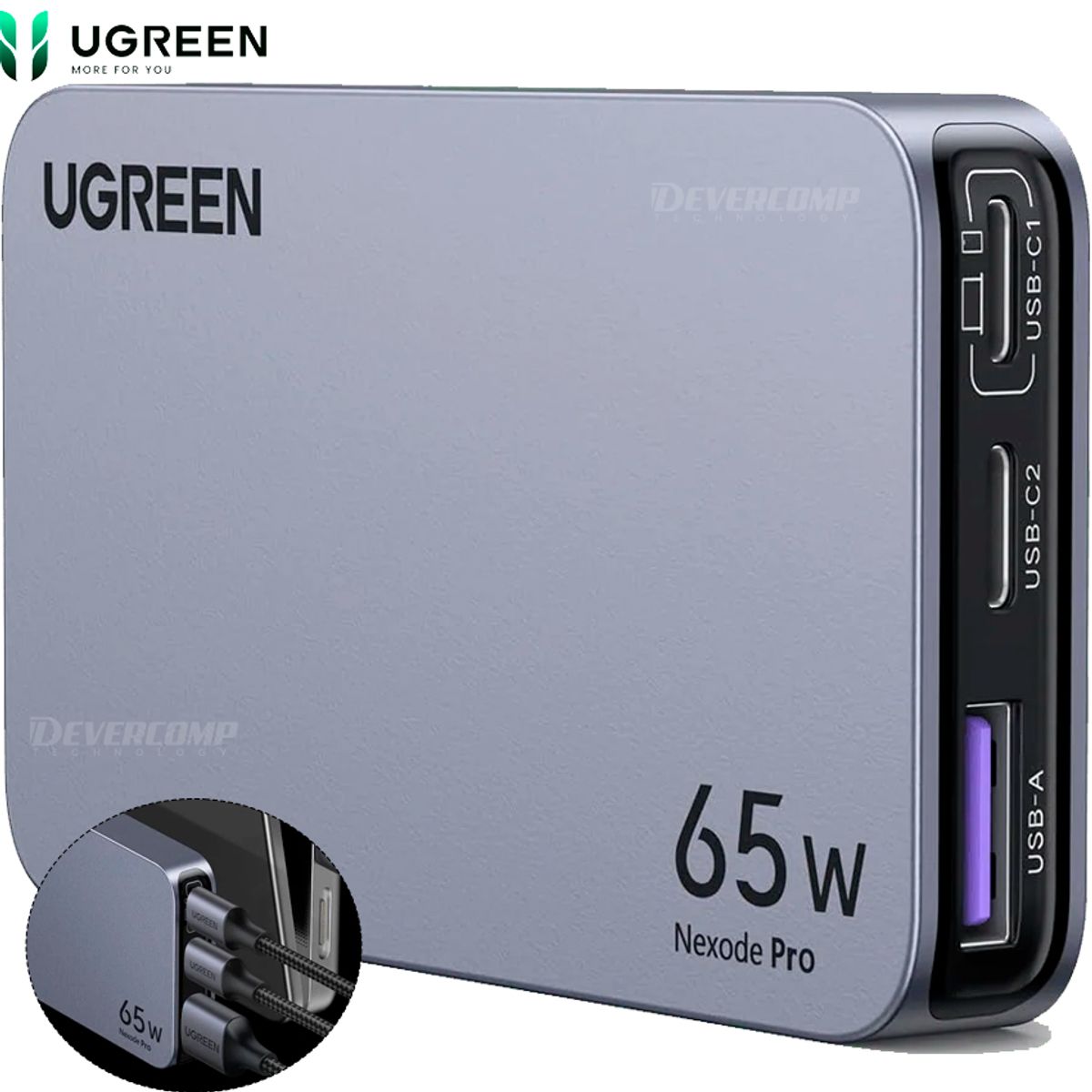 UGREEN - Cargador Ugreen Nexode Pro 65W X753 15817 Ultra Slim USB-C + USB-A