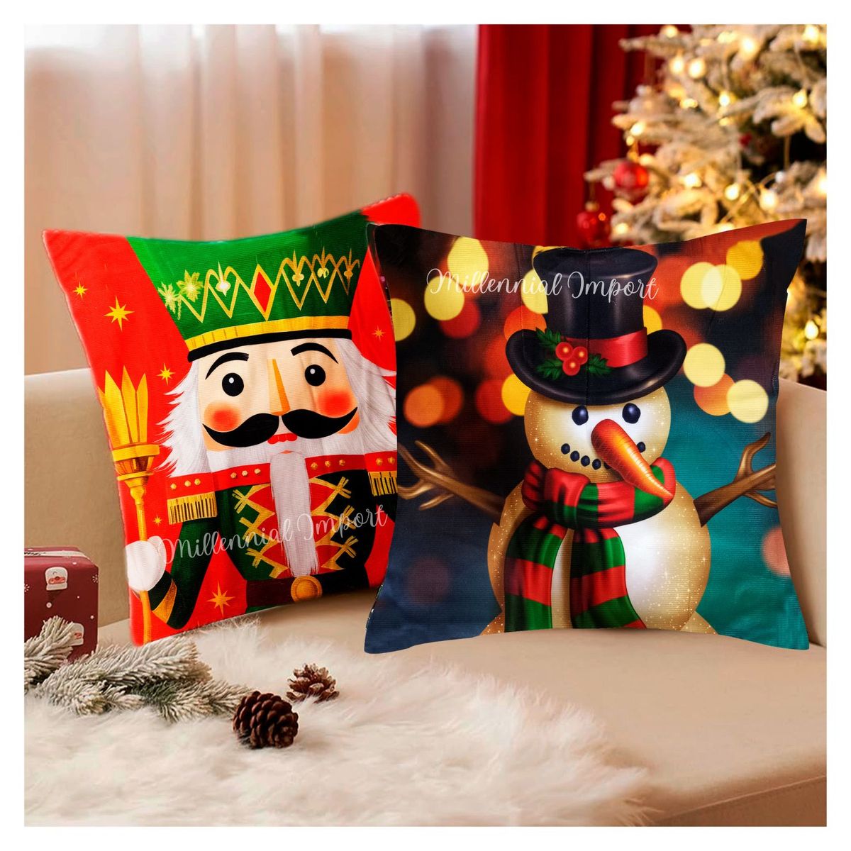 GENERICO - Combo 2 Fundas Navideñas Decorativas para Cojines 45x45 cm
