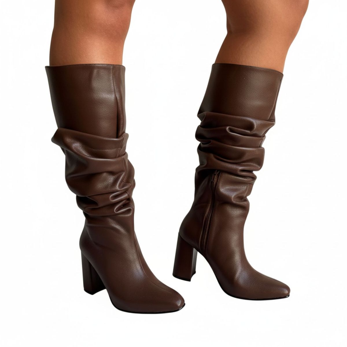 SAPATU - BOTAS ALTAS MUJER ARRUGADAS SLOUCHY RAQUEL MARRON