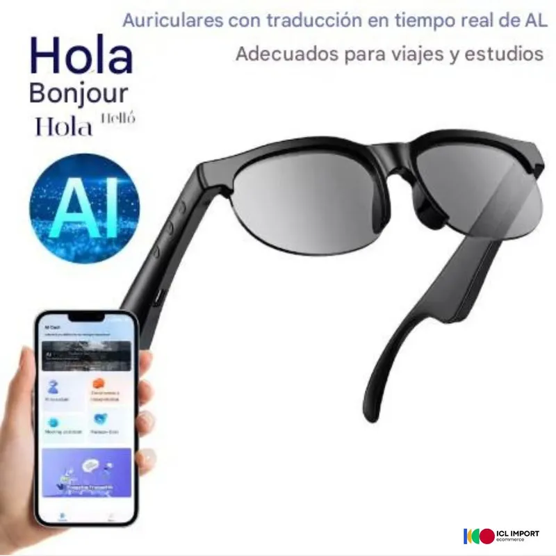 OEM - LENTES DE SOL INTELIGENTES PROTECCION UV 400 CON AUDIFONO Y TRADUCTOR IA