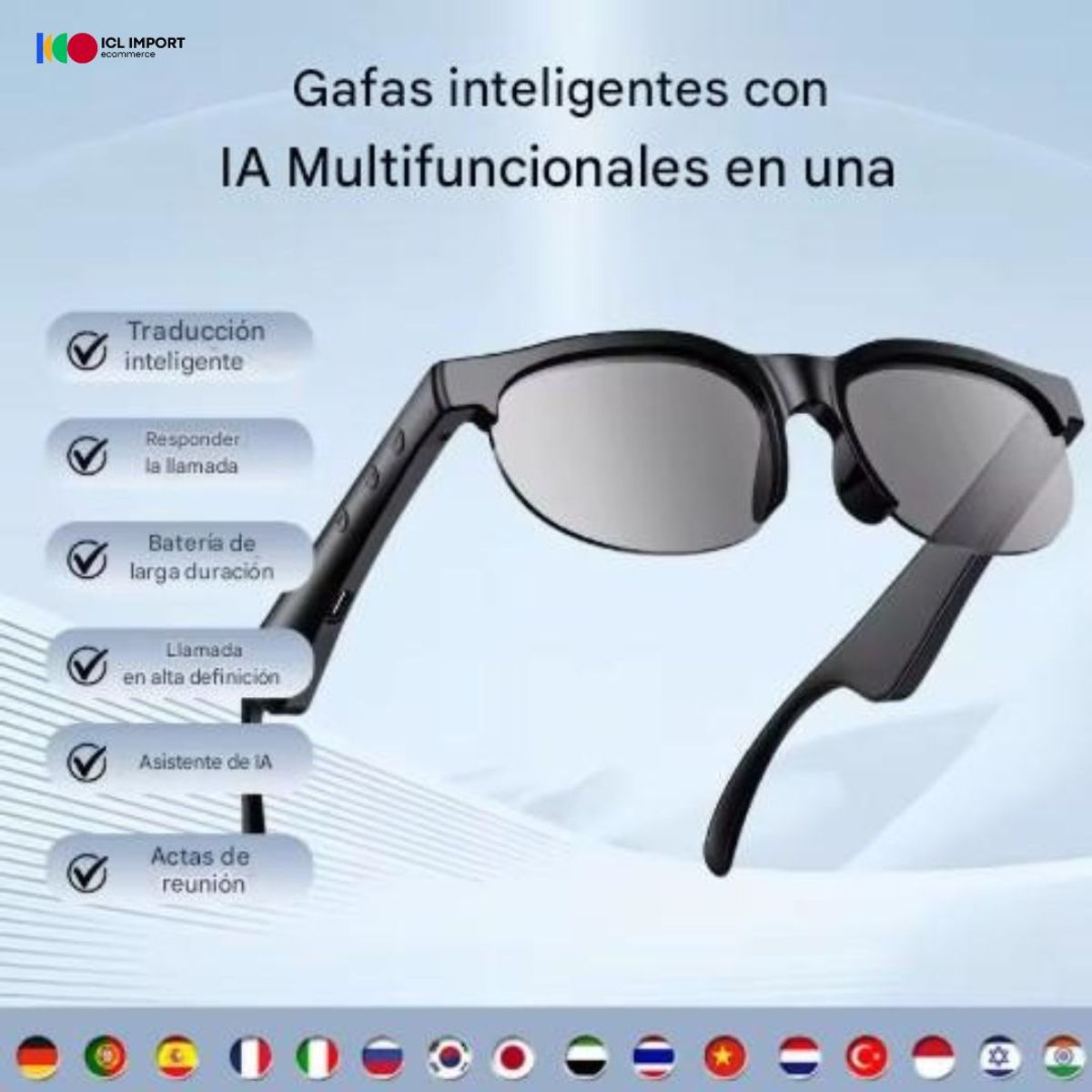 OEM - LENTES DE SOL INTELIGENTES PROTECCION UV 400 CON AUDIFONO Y TRADUCTOR IA