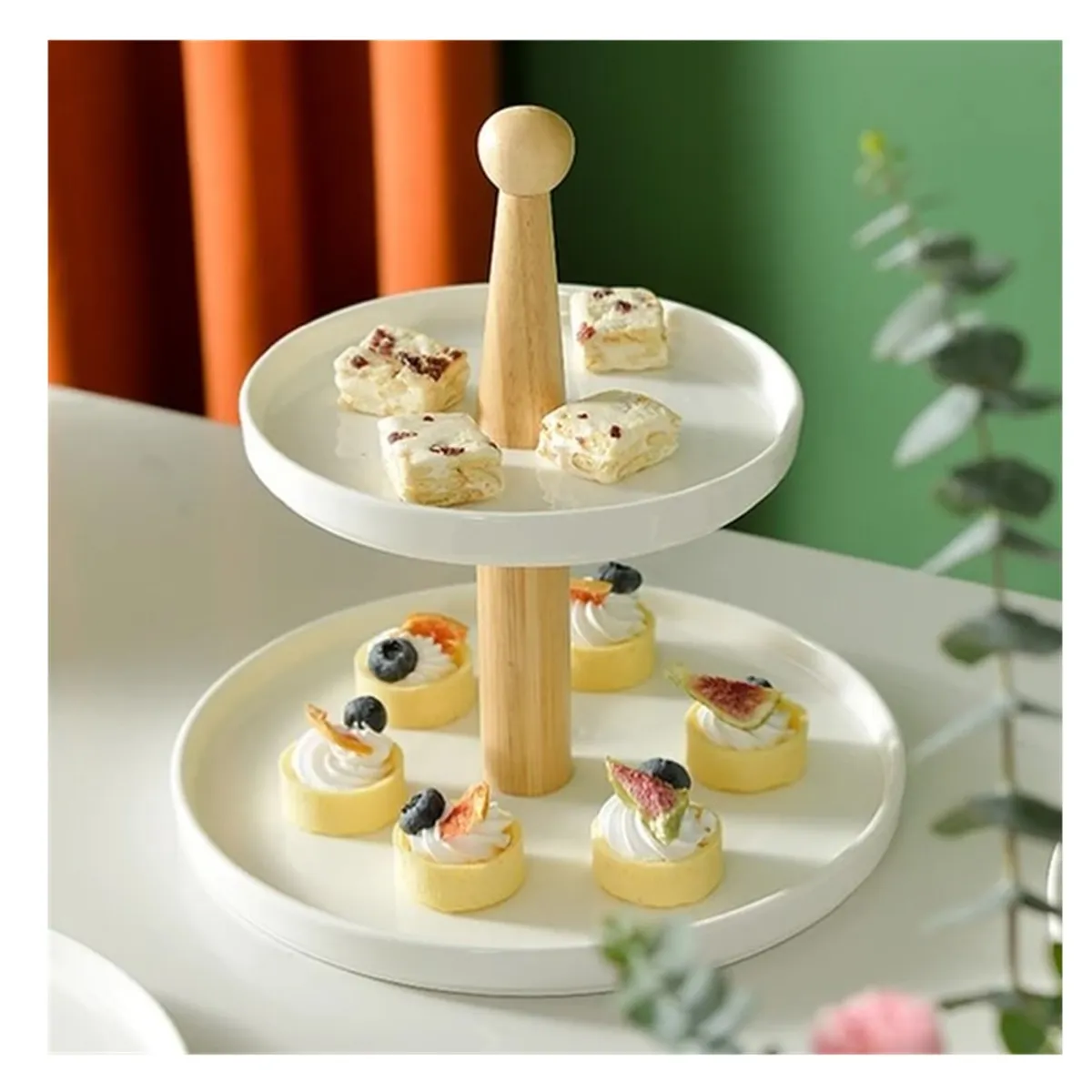 ICHIMATSU - PORTA BOCADITOS DE LOZA DE 2 PISOS