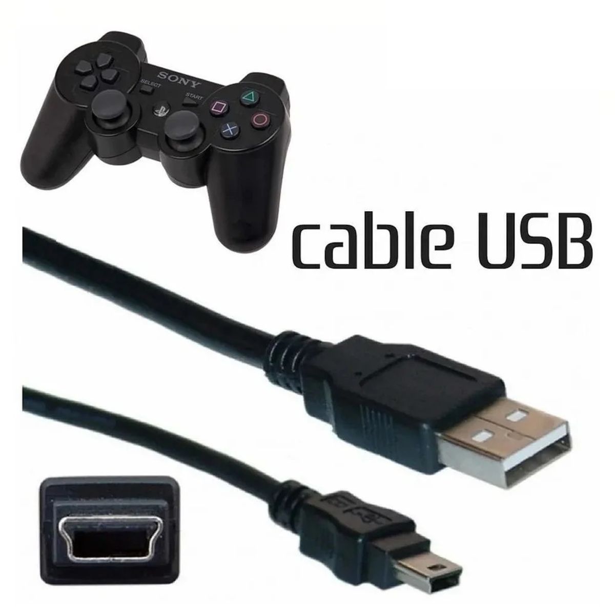 GENERICO - Cable Para Cargar Mando Ps3 De 1.8 Metros Carga Rápida