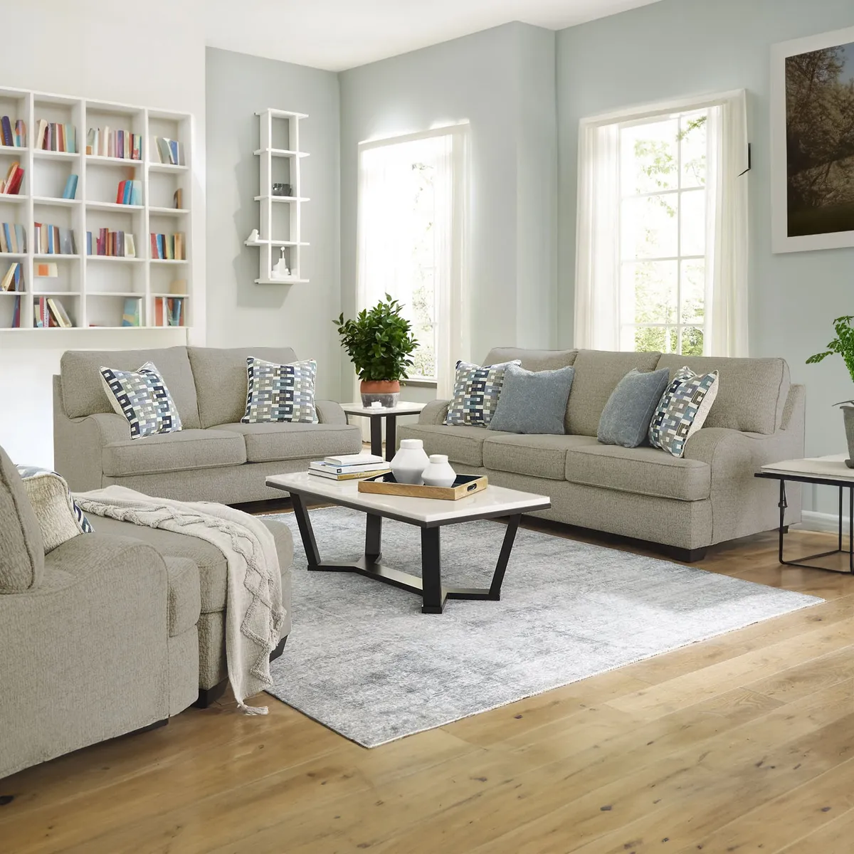 AMBIHOME - Juego de sala 3-2-1 Velora + Banqueta baúl de regalo