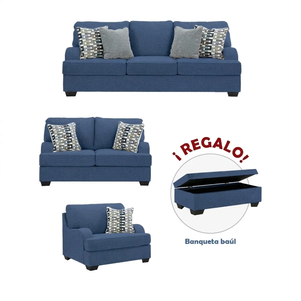 AMBIHOME - Juego de sala 3-2-1 Velora + Banqueta baúl de regalo