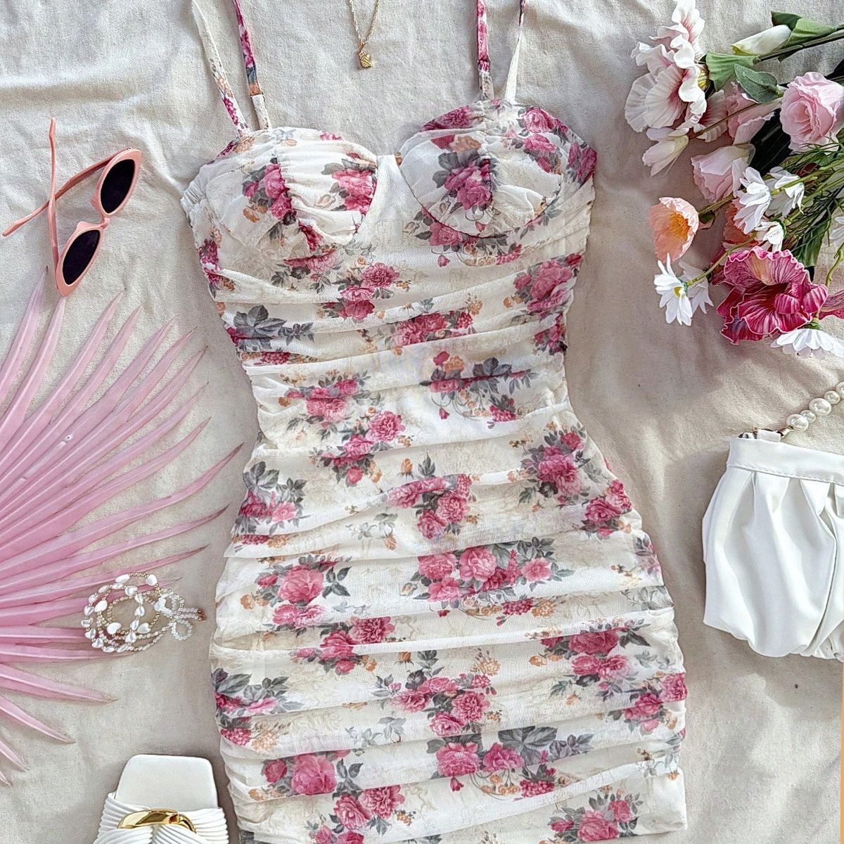 GENERICO - VESTIDO LOLITAS BLANCO FLORAL K-POP URBANO