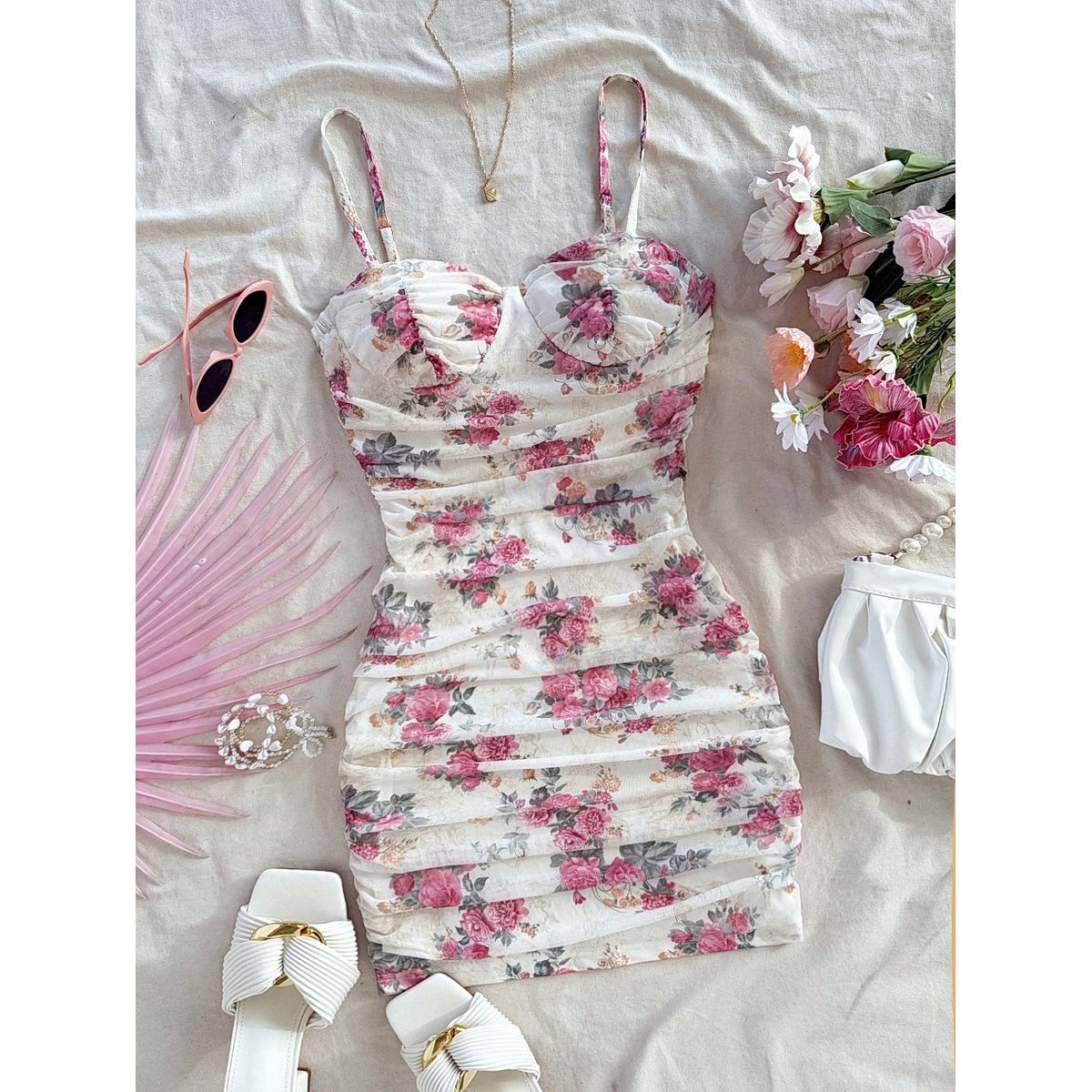 GENERICO - VESTIDO LOLITAS BLANCO FLORAL K-POP URBANO