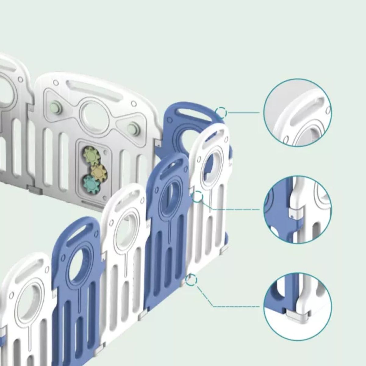GENERICO - Corral Bebé Azul 16 Piezas + tapete