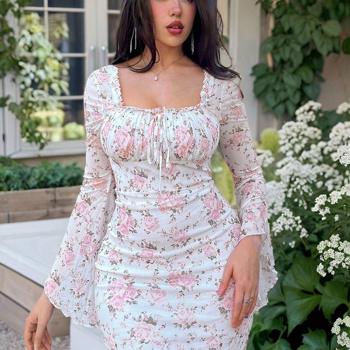 GENERICO - VESTIDO LOLITAS FLOREADA BLANCO CASUAL