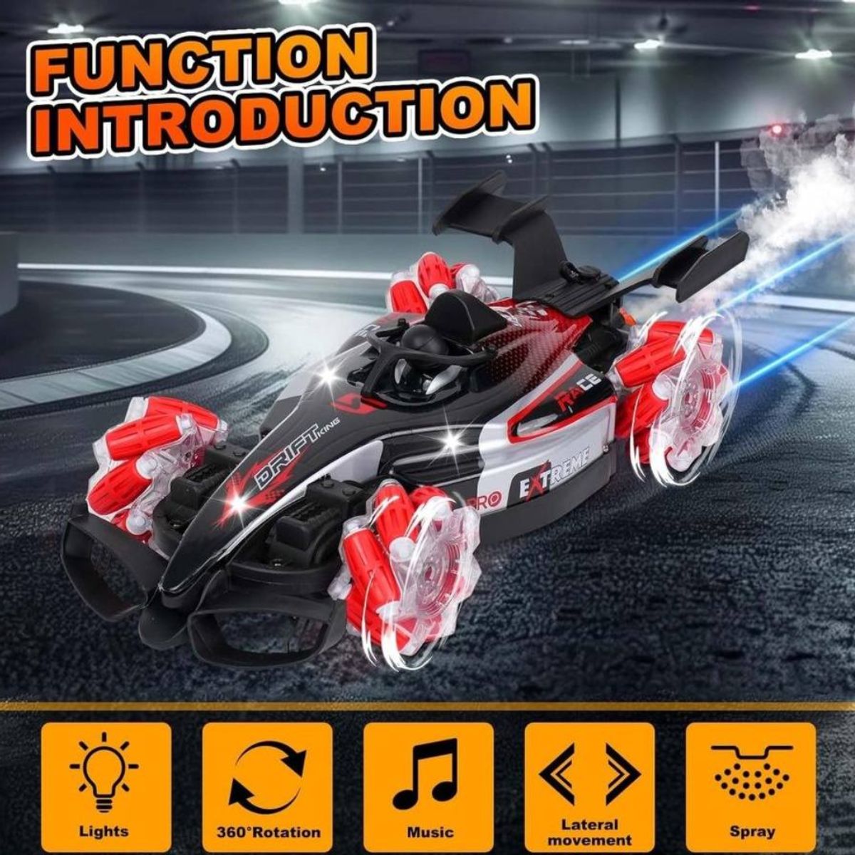 GENERICO - Carro Modelo Racing Car de Carrera Rojo Giro de 360°