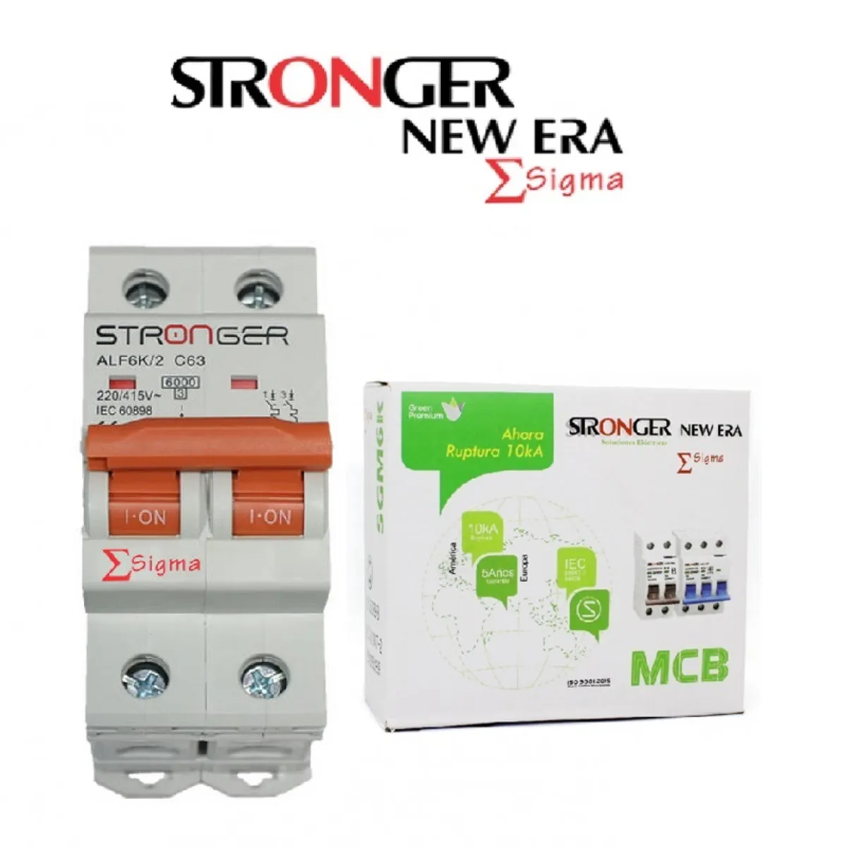 STRONG - LLAVE INTERRUPTOR TERMOMAGNÉTICO 2X63AMP STRONGER NEW ERA