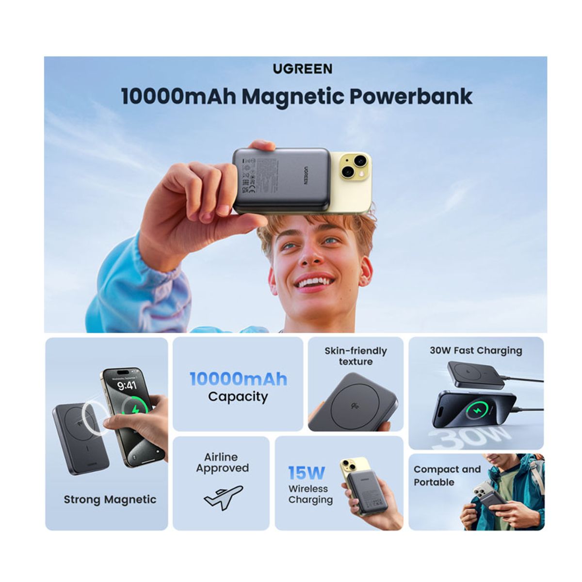 UGREEN - PowerBank Ugreen Qi2 Magnetic 10000mAh 30w Para iPhone 17, 16