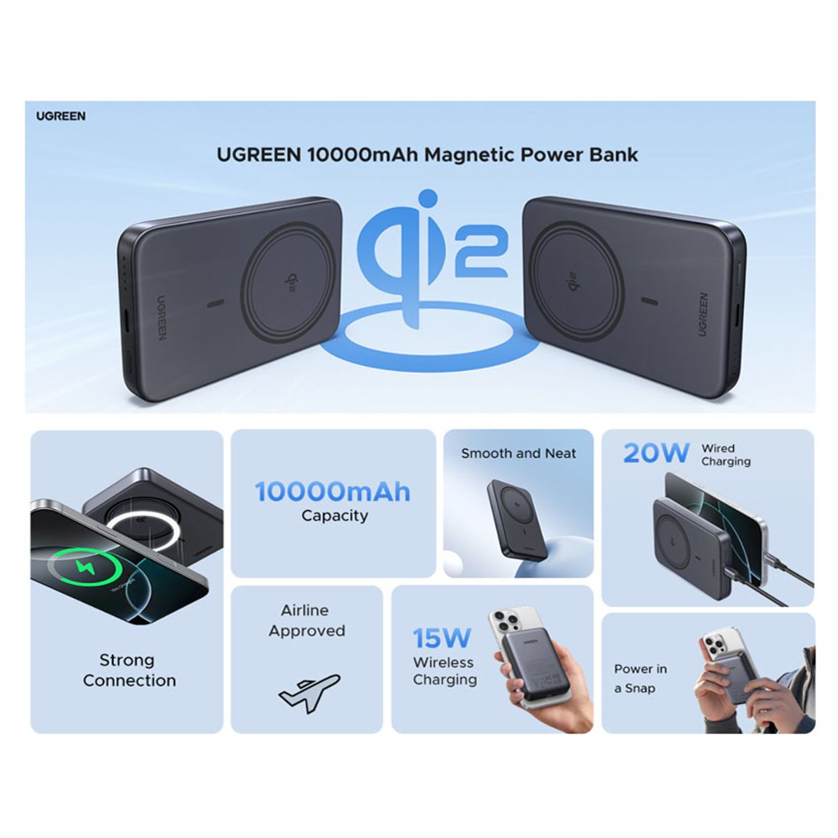 UGREEN - PowerBank Ugreen Qi2 Magnetic 10000mAh 20w Para iPhone 17, 16