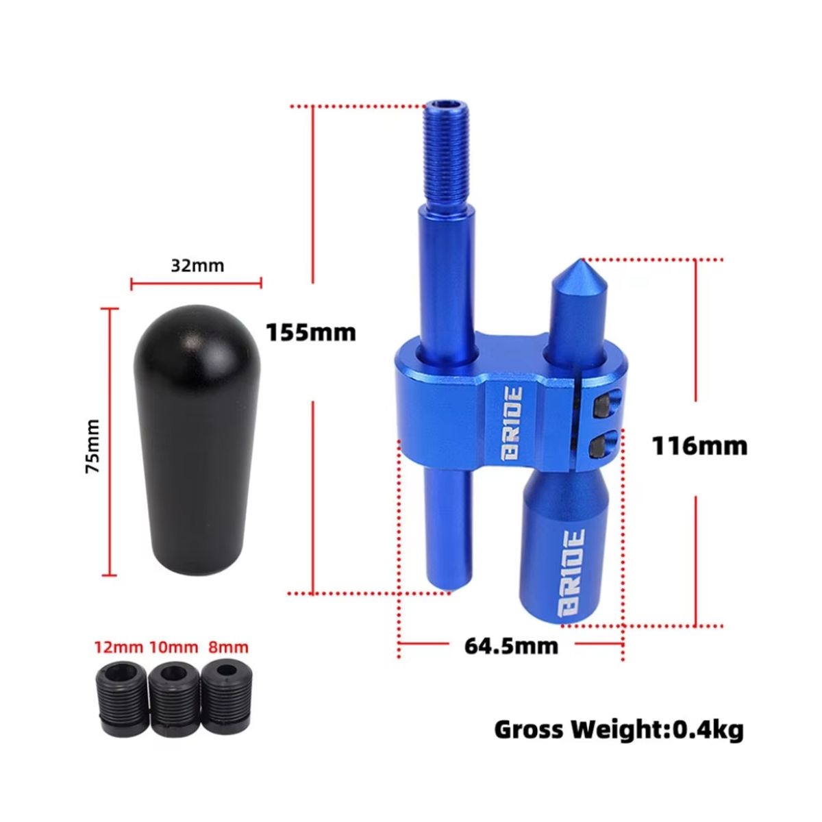 BRIDE - Perilla Extendible Bride Palanca Cambio Aluminio Rojo