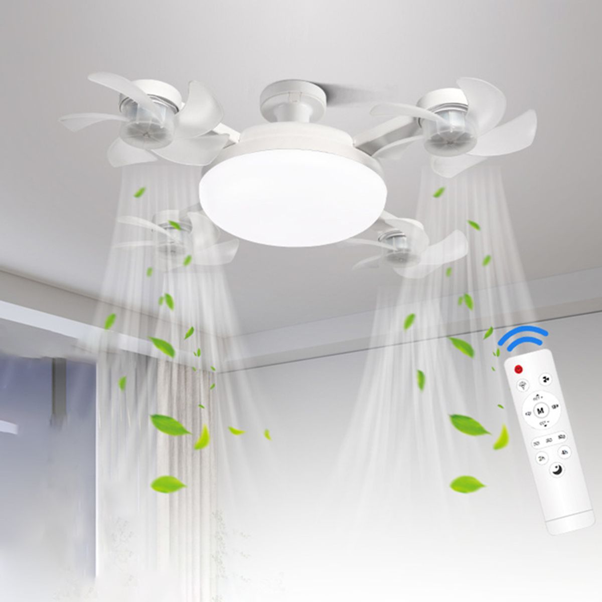 GENERICO - FOCO LED CON VENTILADOR  DE TECHO TIPO DRON DE  60W,  SUPER SILENCIOSO