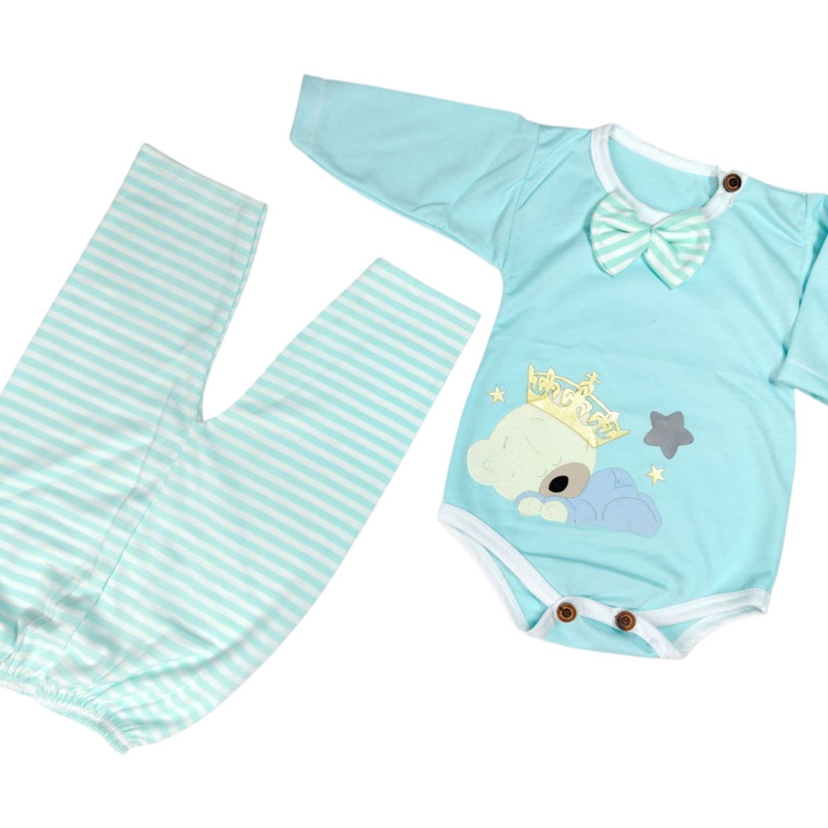 GENERICO - Conjunto body animales y pantalón a rayas