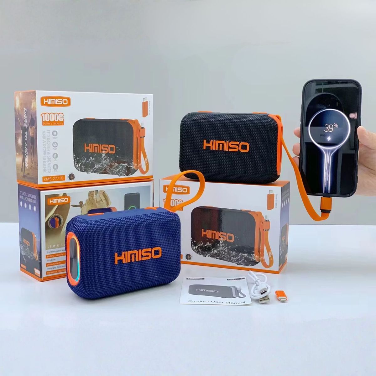 GENERICO - Parlante Portátil Bluetooth Kimiso KMS-277C 10W con Power Bank y Luces RGB