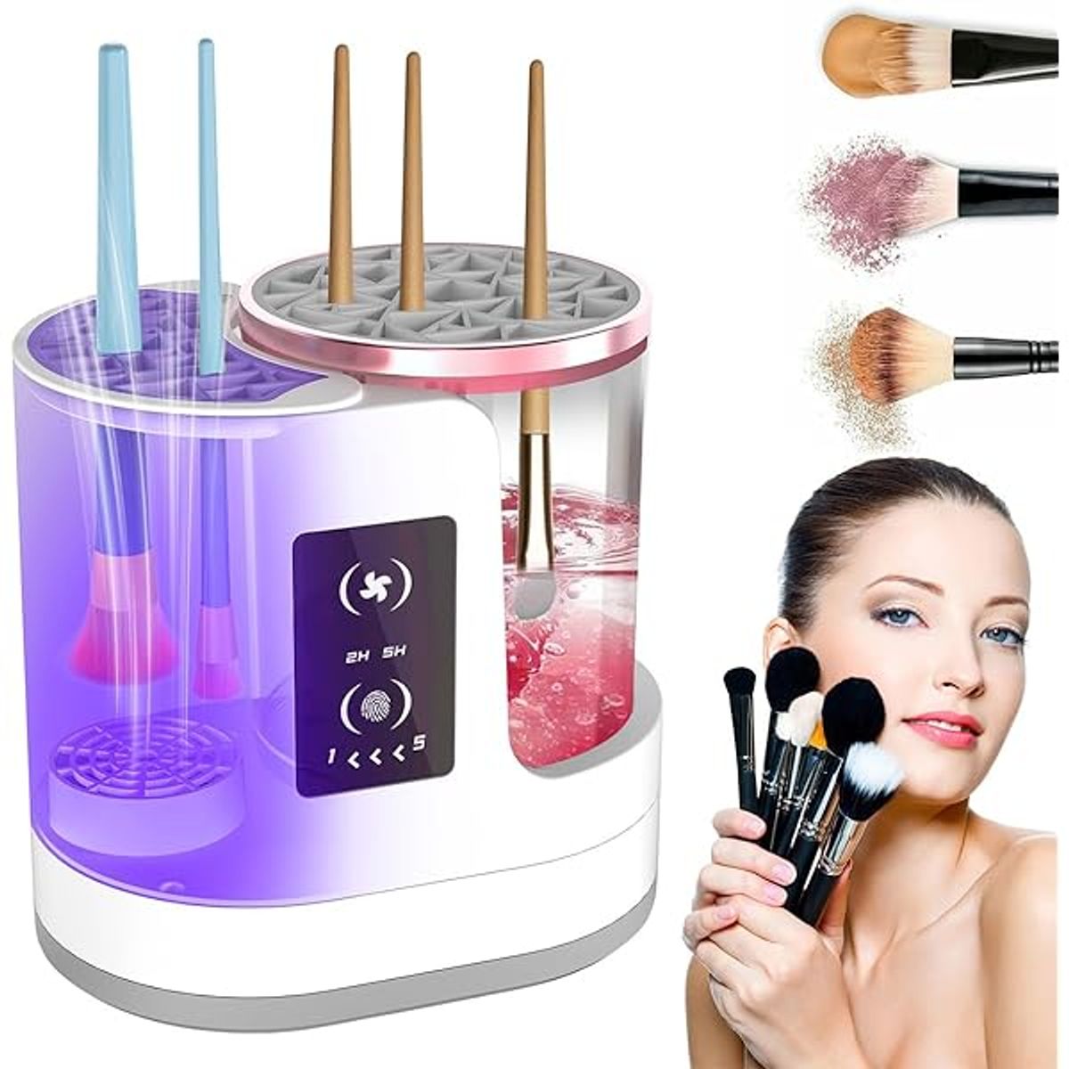 OEM - Limpiador de brochas eléctrico 3 en 1  Lava Seca y Esteriliza