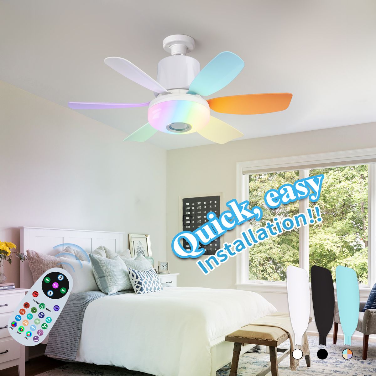 GENERICO - LAMPARA LED CON VENTILADOR SILENCIOSO  Y PARLANTE BLUETOOTH  DE 32W