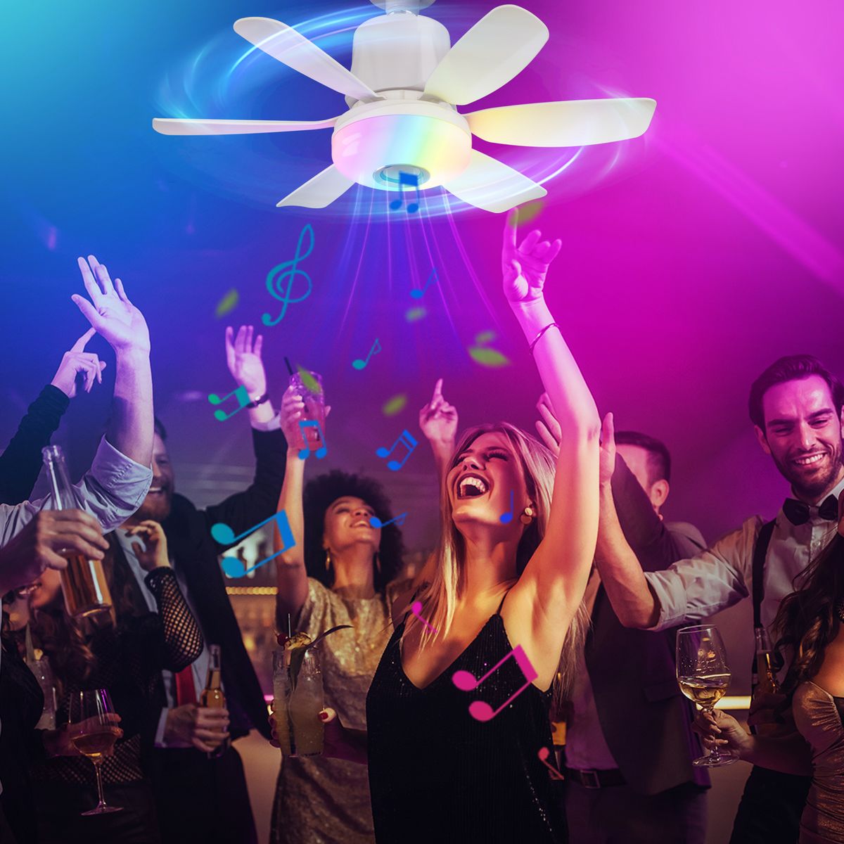 GENERICO - LAMPARA LED CON VENTILADOR SILENCIOSO  Y PARLANTE BLUETOOTH  DE 32W