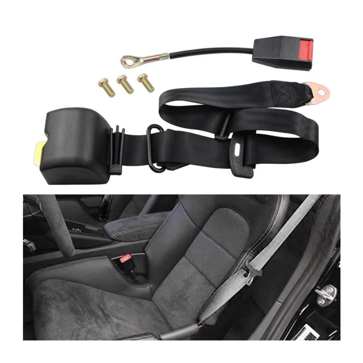 GENERICO - Cinturon Seguridad Universal Rebatible Automatica 2Pcs