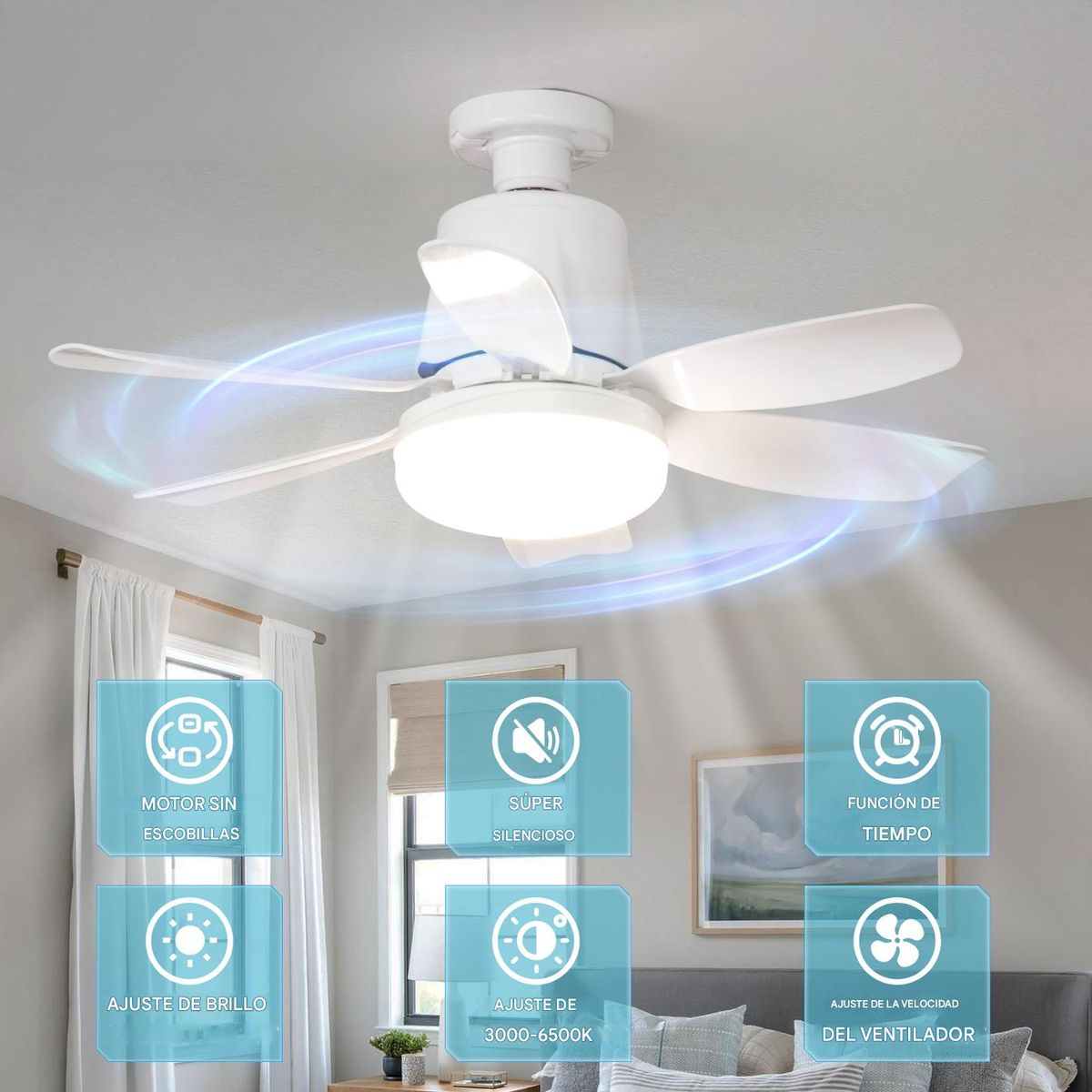 GENERICO - FOCO LED, LUZ  CON VENTILADOR  SUPER SILENCIOSO  DE 30W REAL