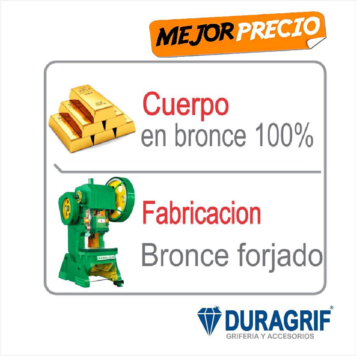 DURAGRIF - Pack de Acoples Corto Bronce Pesado 1/2" Para Instalación Sanitaria - 3 Piezas - Duragrif