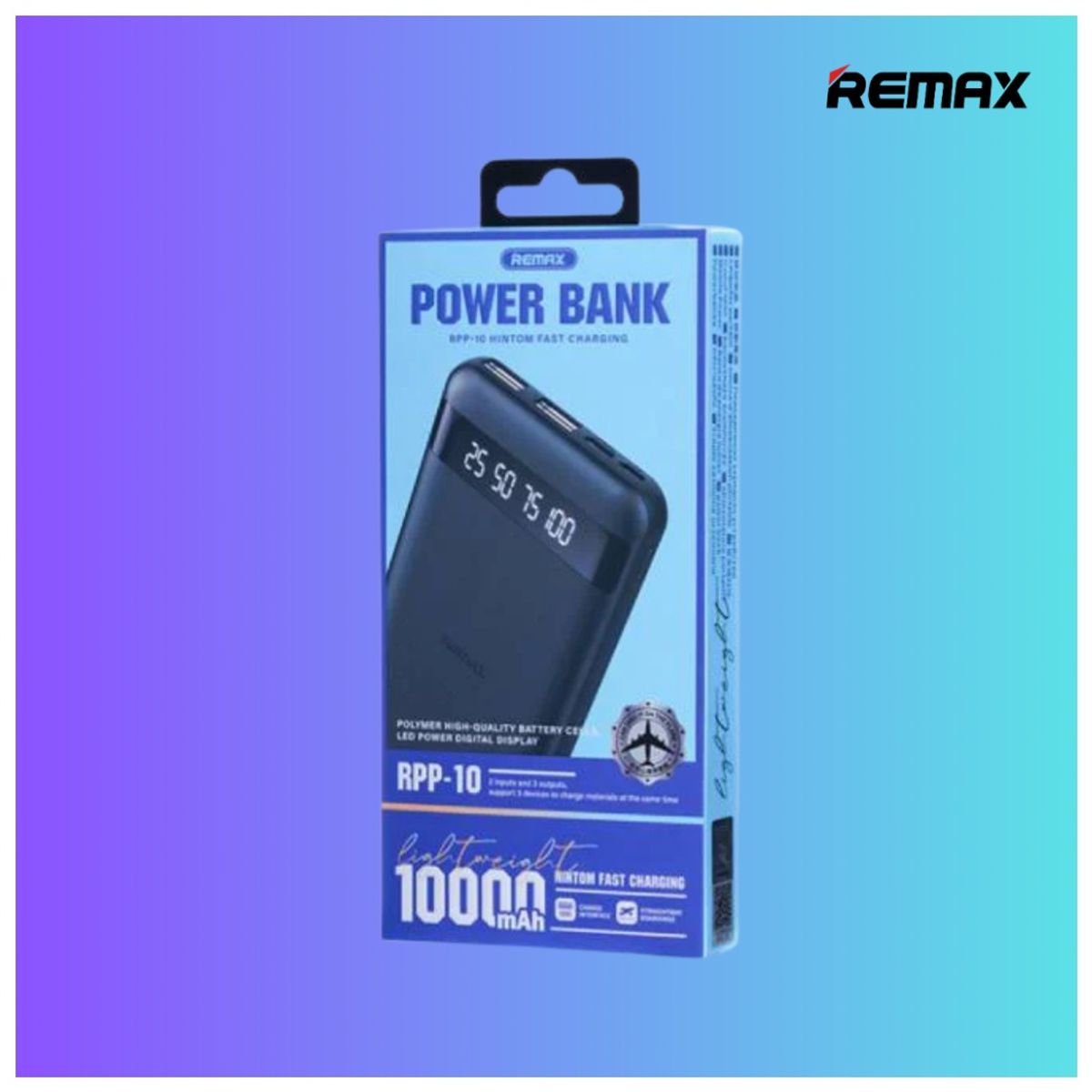 REMAX - Power Bank 10000mAh De Carga Rápida De 24A Remax RPP-10 Negro