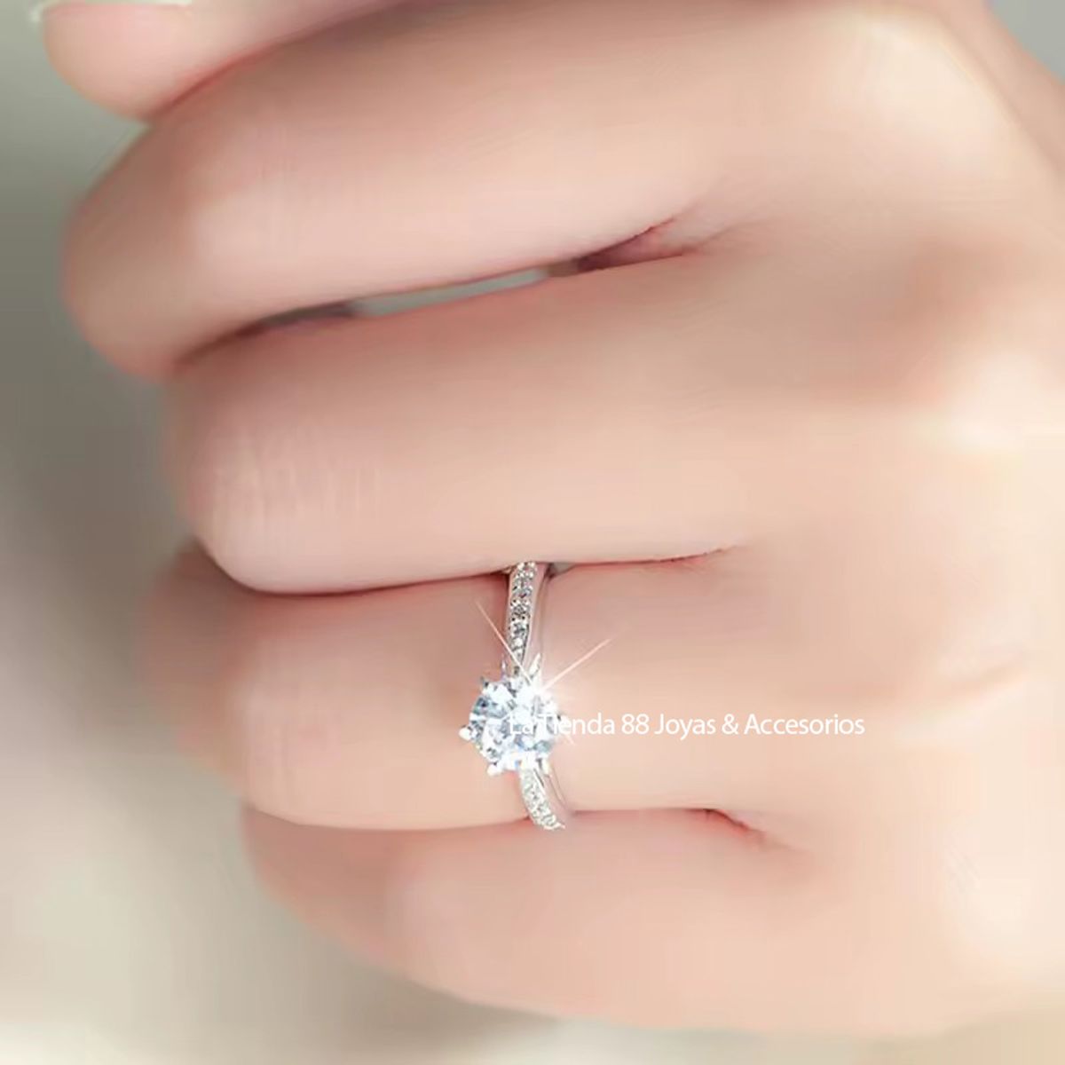 LA TIENDA 88 JOYAS Y ACCESORIOS - La Tienda 88 - Anillo De Compromiso Mujer Bañado Oro 18k - Blanco