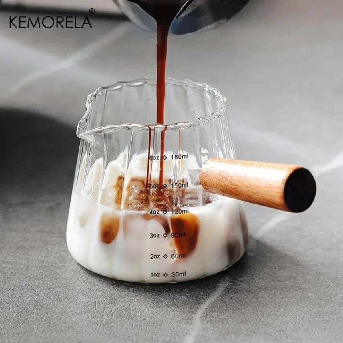 GENERICO - Taza de leche pequeña con mango de madera 180 ml