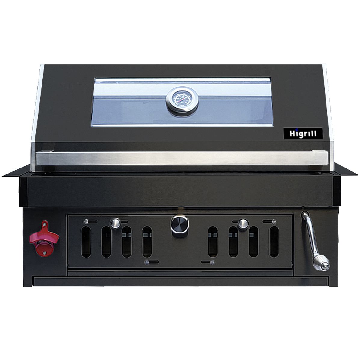 HIGRILL - Parrilla a Carbón con Tapa para Emportar de Acero Inoxidable Negro