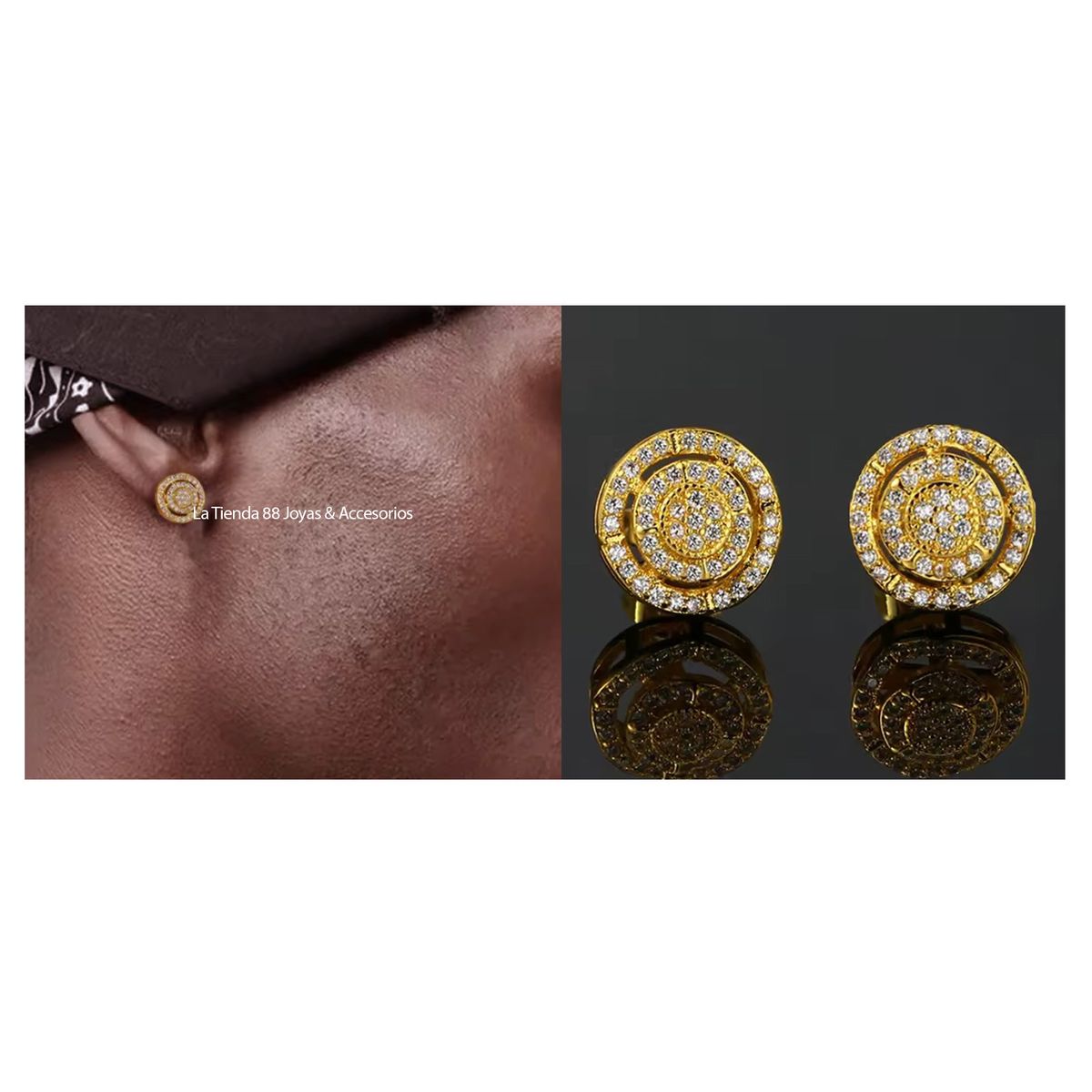 LA TIENDA 88 JOYAS Y ACCESORIOS - La Tienda 88 - Aretes Unisex Hombre Hip Hop Circular - Amarillo