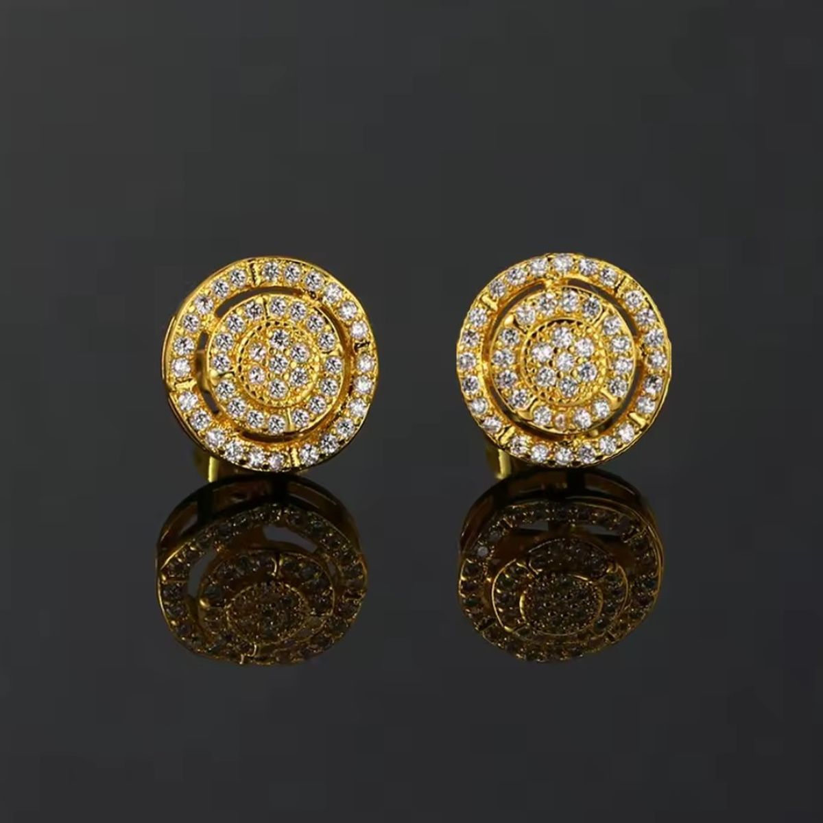 LA TIENDA 88 JOYAS Y ACCESORIOS - La Tienda 88 - Aretes Unisex Hombre Hip Hop Circular - Amarillo