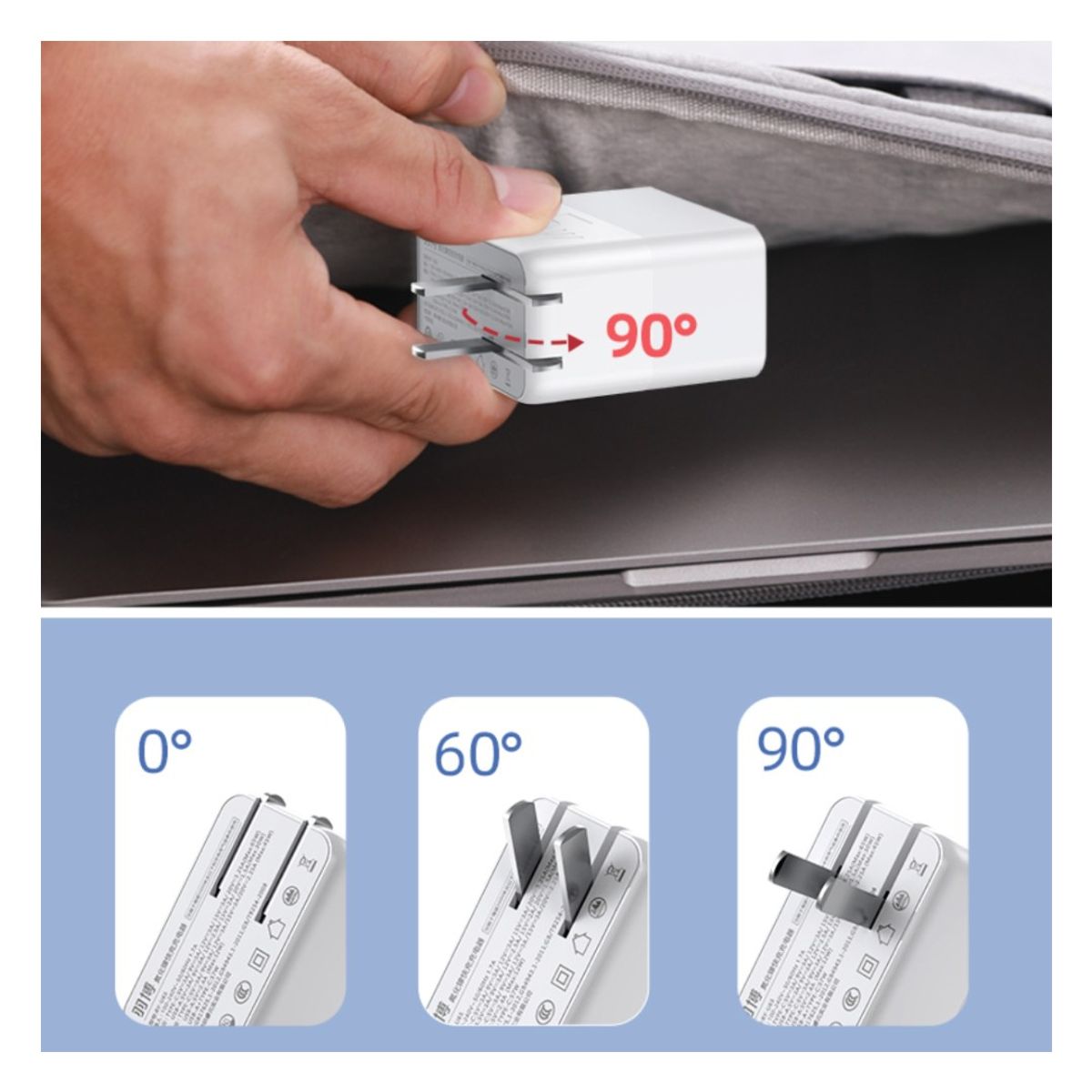 KUMI - Cargador De Pared 65W Yoobao RY-U65 Con Conector USB Tipo-A y Tipo-C