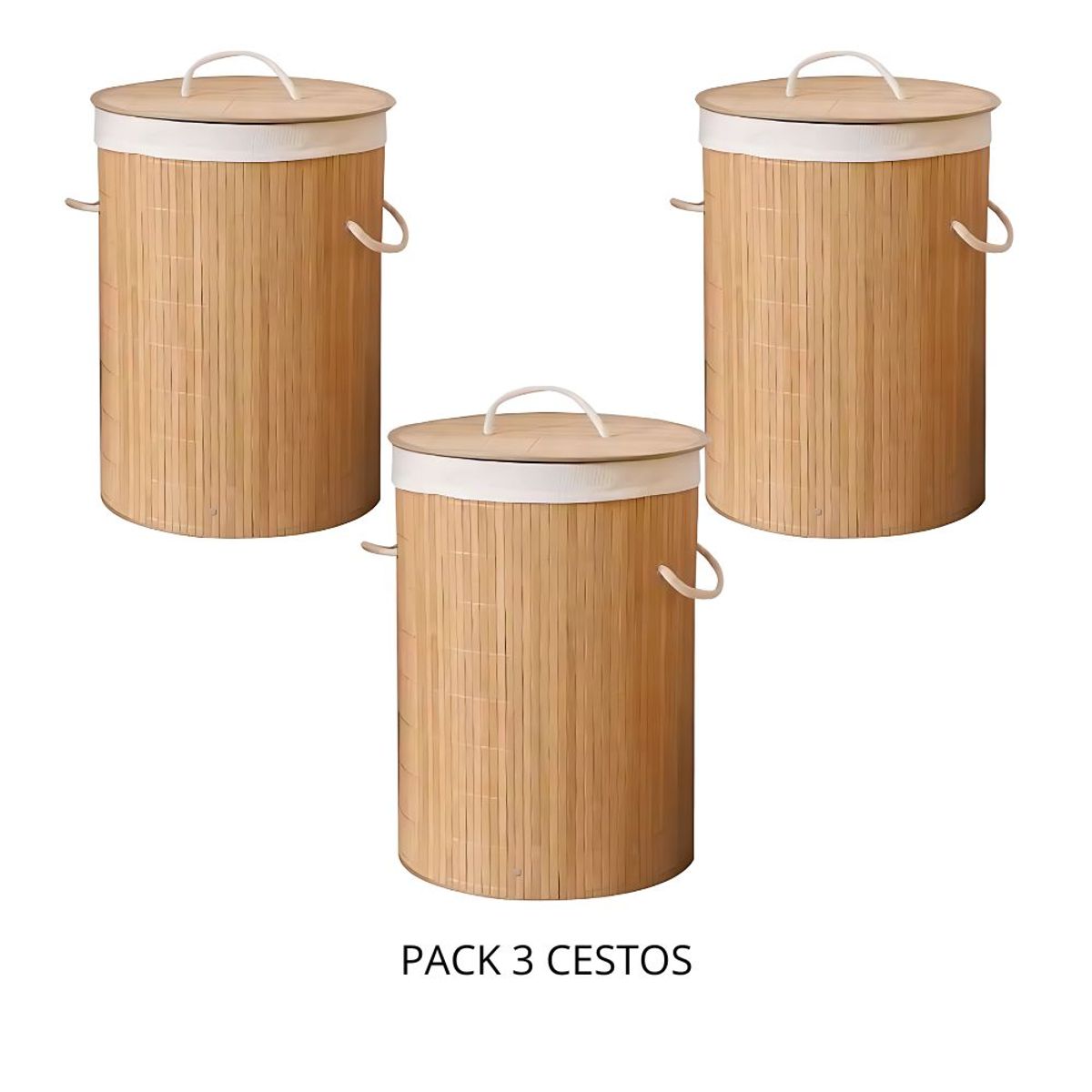 GENERICO - 3 CESTAS TACHO ROPA SUCIA ORGANIZADOR MULTIUSOS DE BAMBÚ