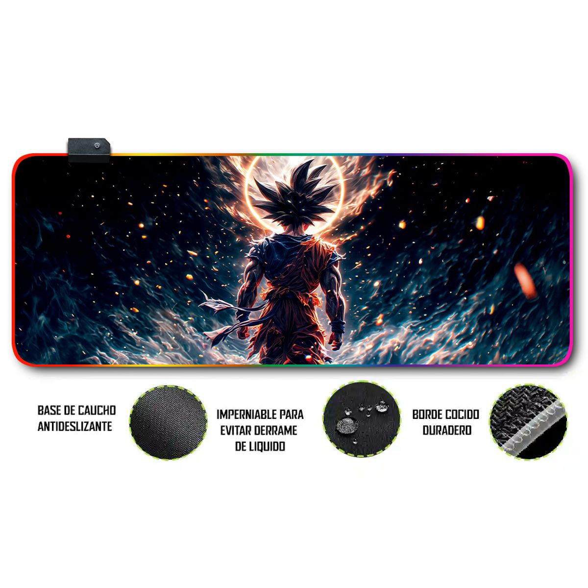 GENERICO - Mouse pad gamer antideslizante con luz rgb de 80x30 kkroto