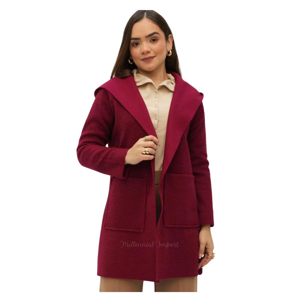 GENERICO - Abrigo Sobretodo Saco de Paño Italiano para Mujer
