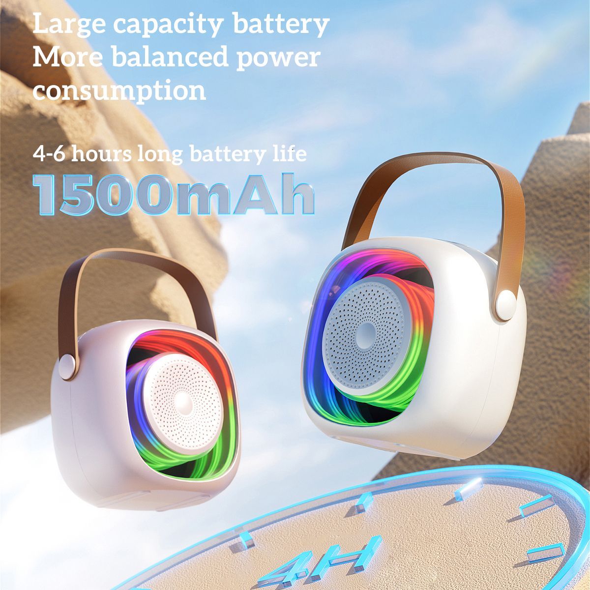 GENERICO - PARLANTE KARAOKE PARA NIÑOS +2 MICROFONOS, RADIO FM , USB. LUZ RGB,MODELO 2025