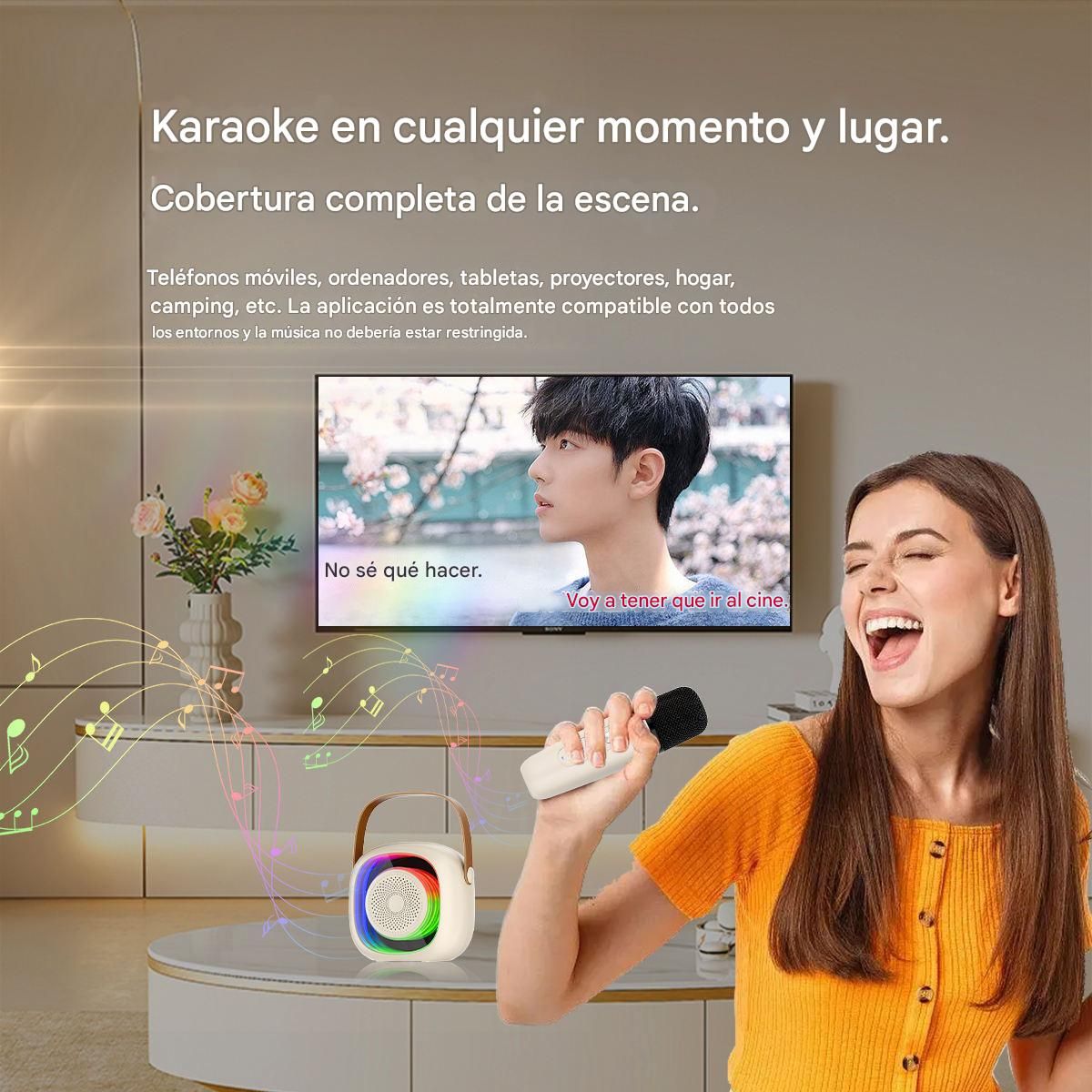 GENERICO - Parlante, altavoz karaoke  para NIÑOS +2 MICROFONOS, RADIO FM , USB. LUZ RGB,MODELO 2025