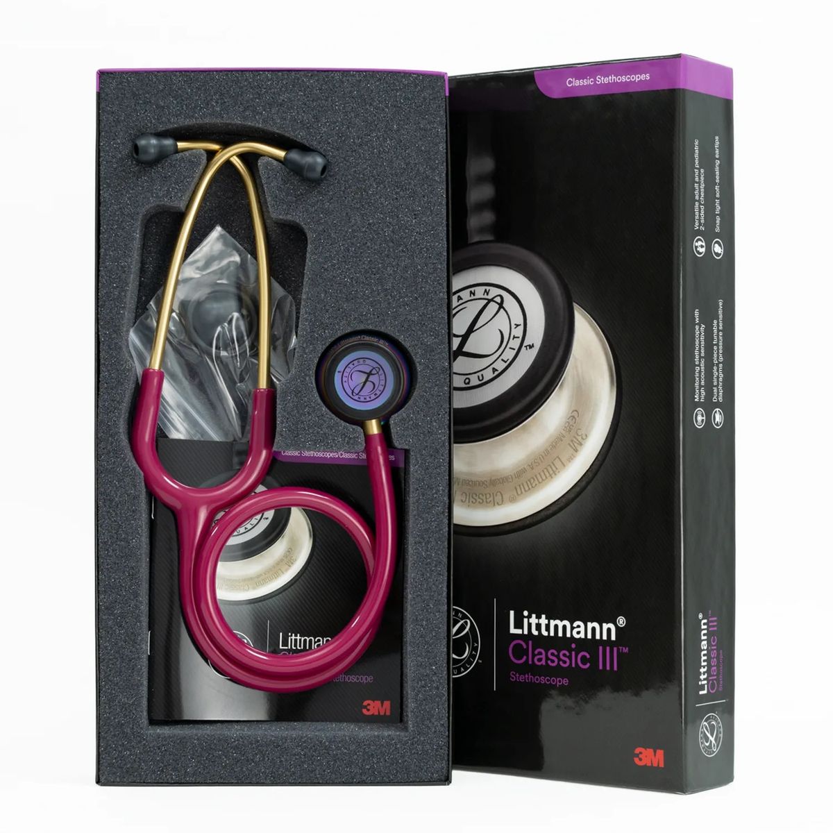 LITTMANN - Estetoscopio Littmann Classic III - Frambuesa Arcoíris - Código 5806
