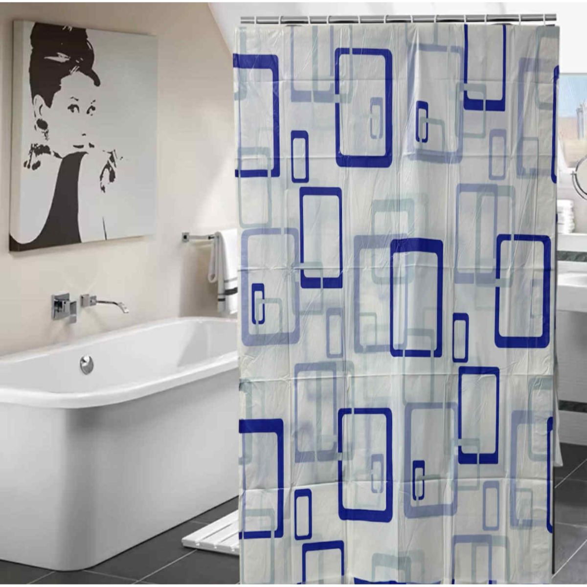 GENERICO - Cortina de Baño Cuadro 180x180cm