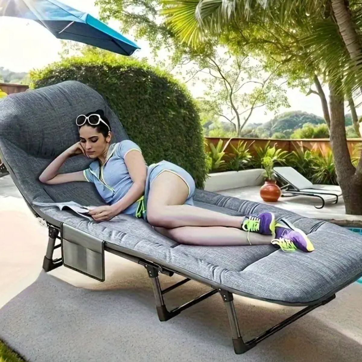 GENERICO - CAMA CAMILLA PLEGABLE CAMPING PÓRTATIL DE ALTA RESISTENCIA