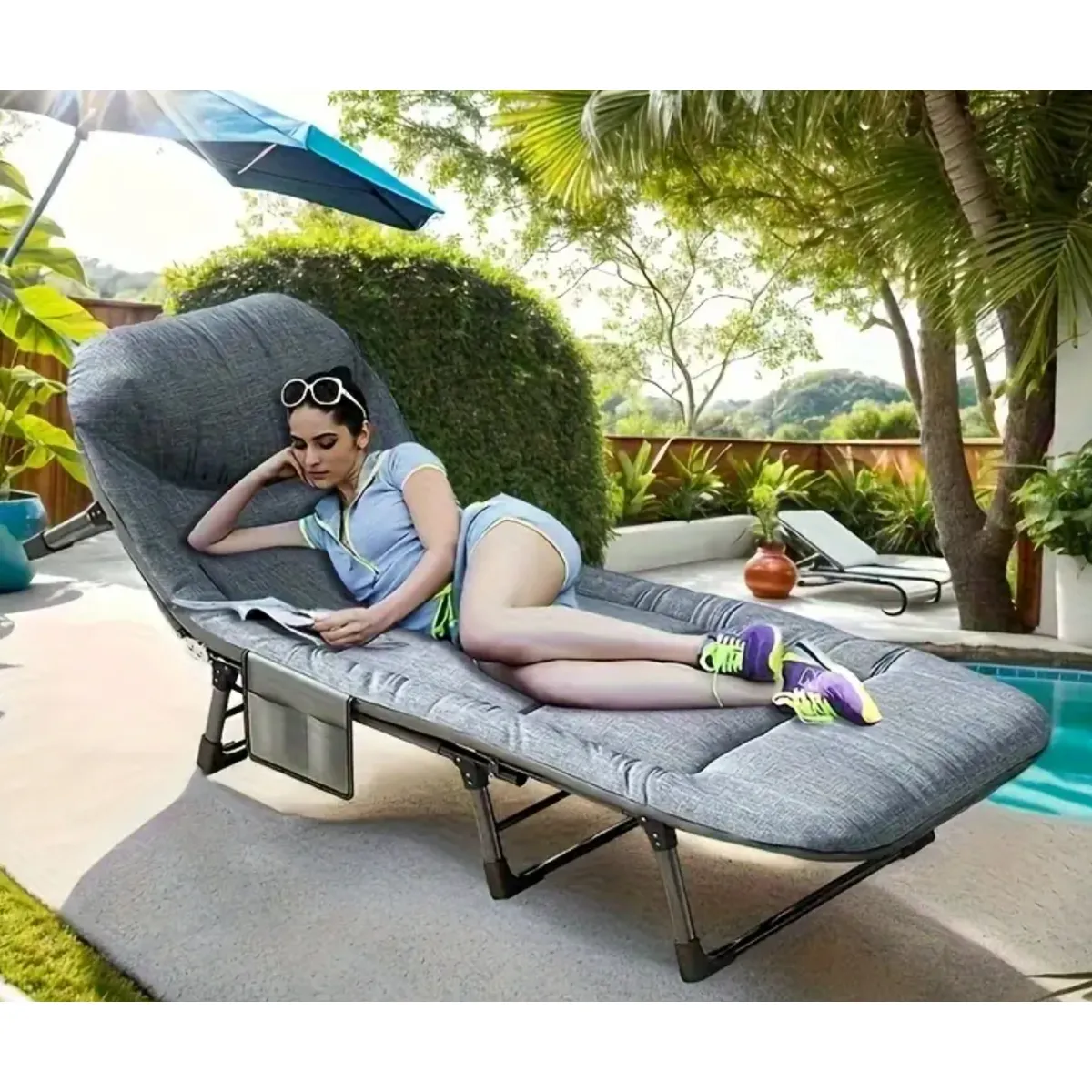 GENERICO - CAMA CAMILLA PLEGABLE CAMPING PÓRTATIL DE ALTA RESISTENCIA