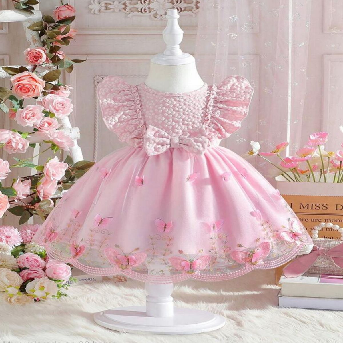 GENERICO - VESTIDO DE  NIÑA BEBE  DE MARIPOSAS