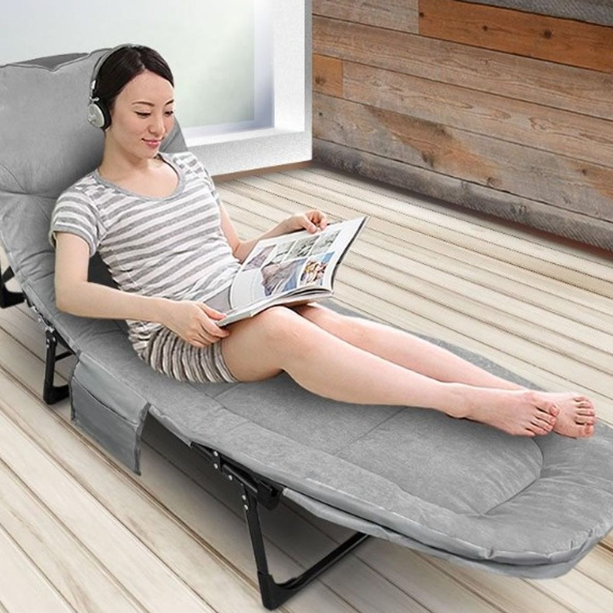 GENERICO - CAMA CAMILLA PLEGABLE CAMPING PLAYA TERRAZA PORTÁTIL RECLINABLE 6 NIVELES