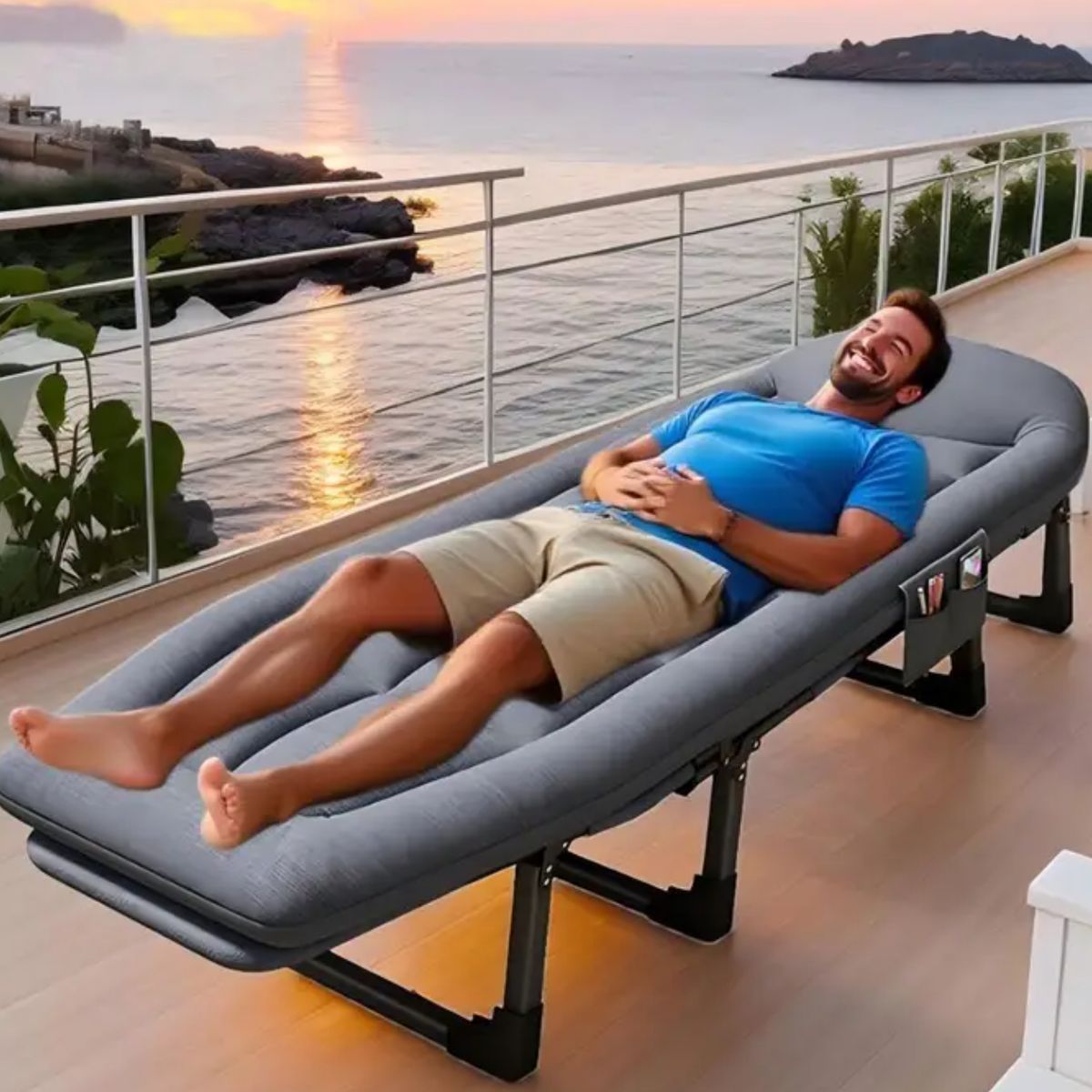 GENERICO - CAMA CAMILLA PLEGABLE CAMPING PLAYA TERRAZA PORTÁTIL RECLINABLE 6 NIVELES