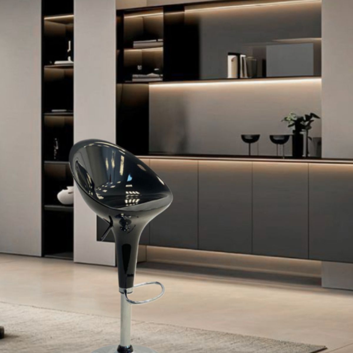 GENERICO - SILLA BAR GIRATORIO BANCO BAR MODELO POP RIWAY NEGRO